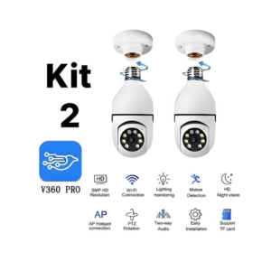 Kit 2 Câmera Segurança Prova D'água Infravermelho Lâmpada Externa 360 Sem Fio Wifi 2.4G G4