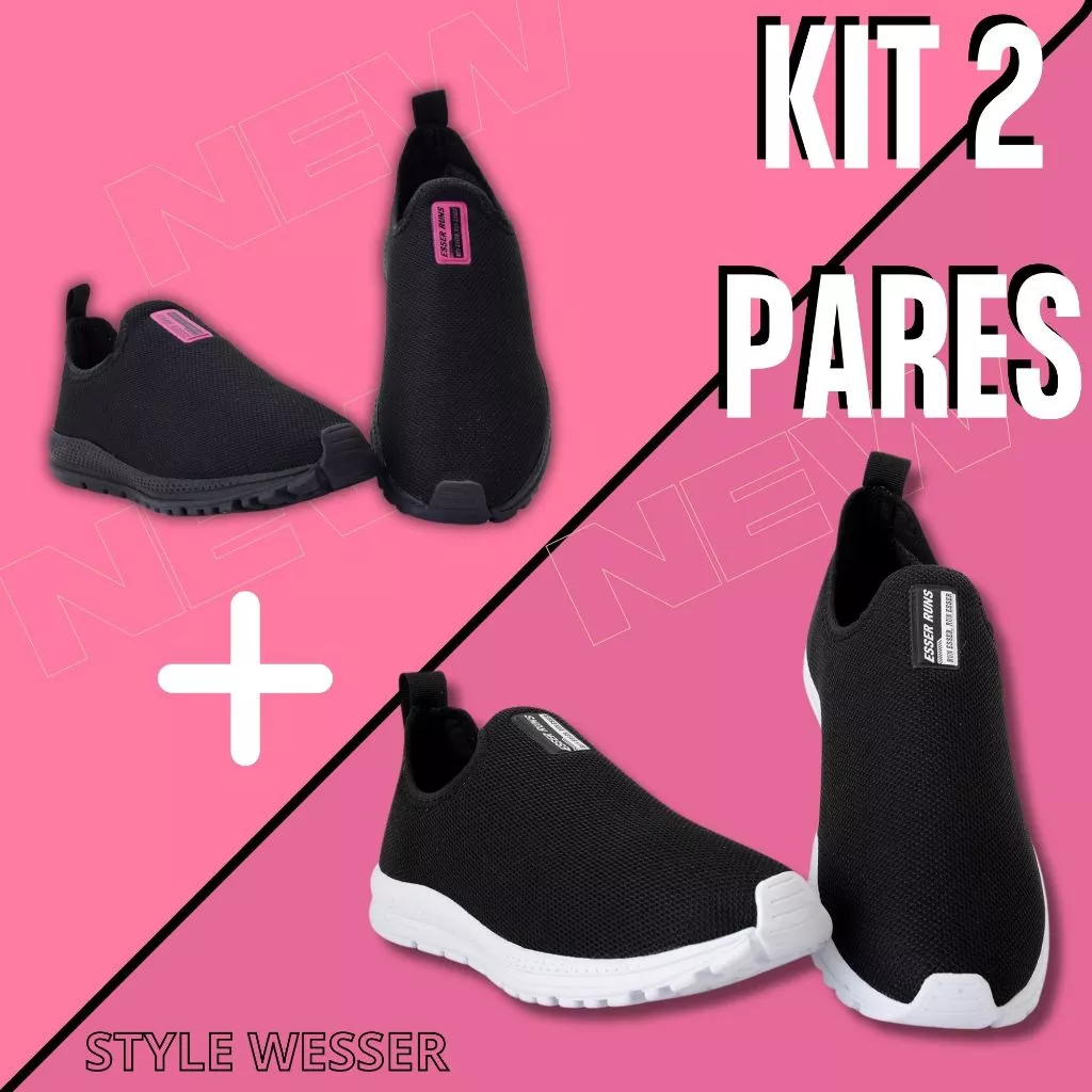 Kit 2 Tênis Meia Feminino Calce Fácil Botinha Ortopédico Esportivo Sneaker Slip On Casual confortável Academia - Imagem 3