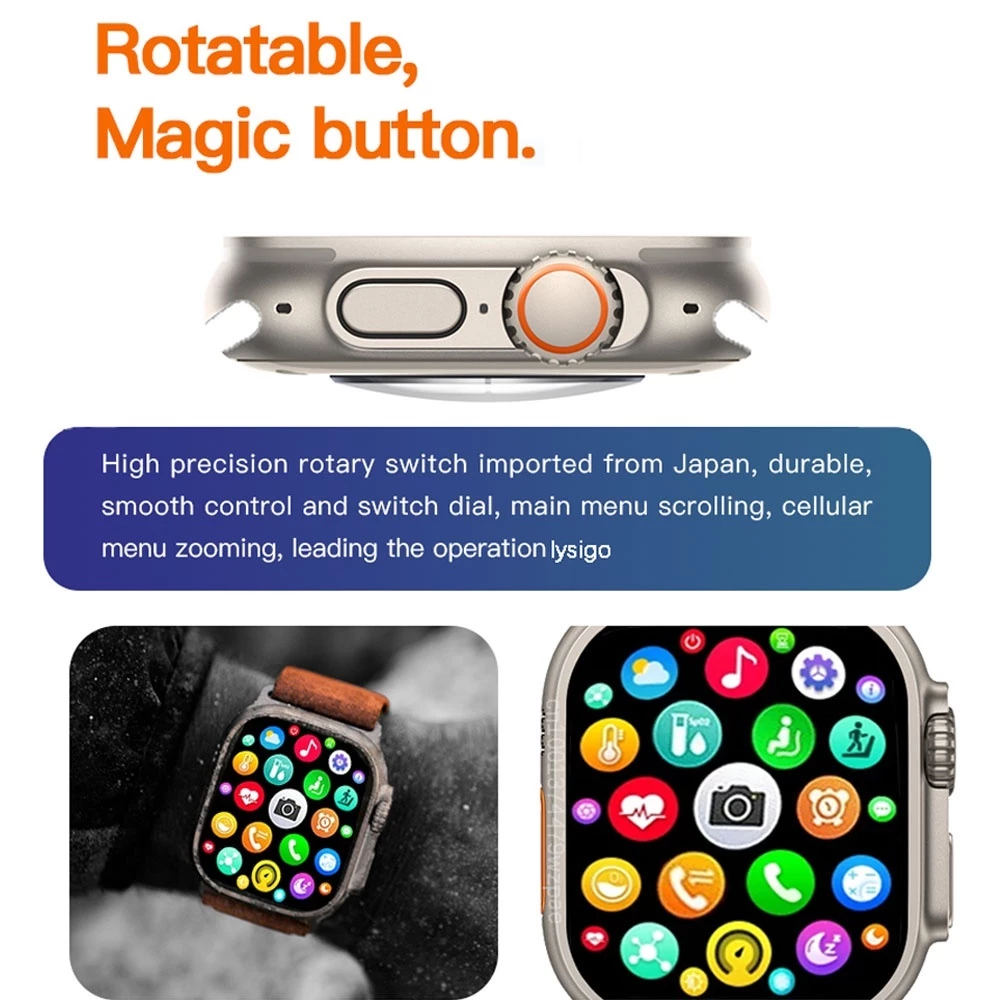 2026 Novo Mais Recente Smartwatch Relógio Inteligente Série IWO 8 T800 Ultra Sem Carregamento - Imagem 9