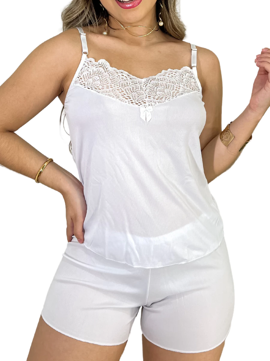 Pijama Baby Doll Sexy Short Doll PRemium Feminino Detalhe de Renda Luxo - Imagem 3