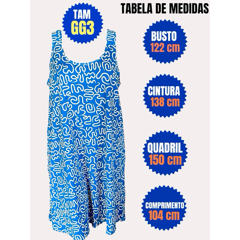 Vestido Plus Size gg3 malha fria vestidos soltinhos - Imagem 8