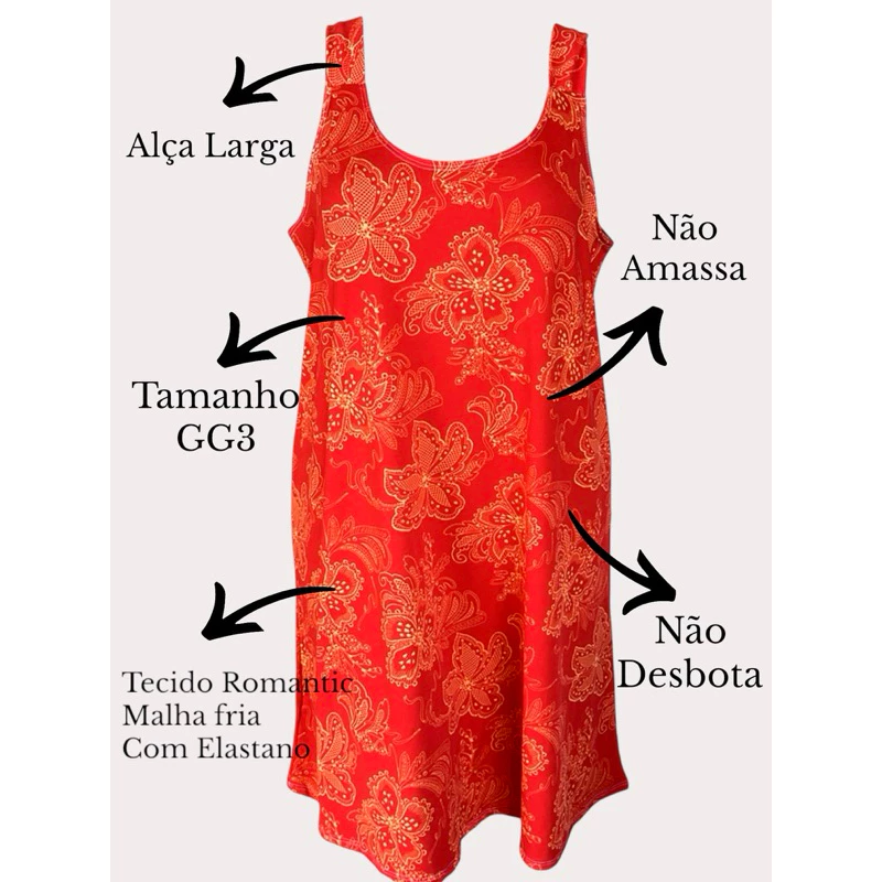 Vestido Plus Size gg3 malha fria vestidos soltinhos - Imagem 2