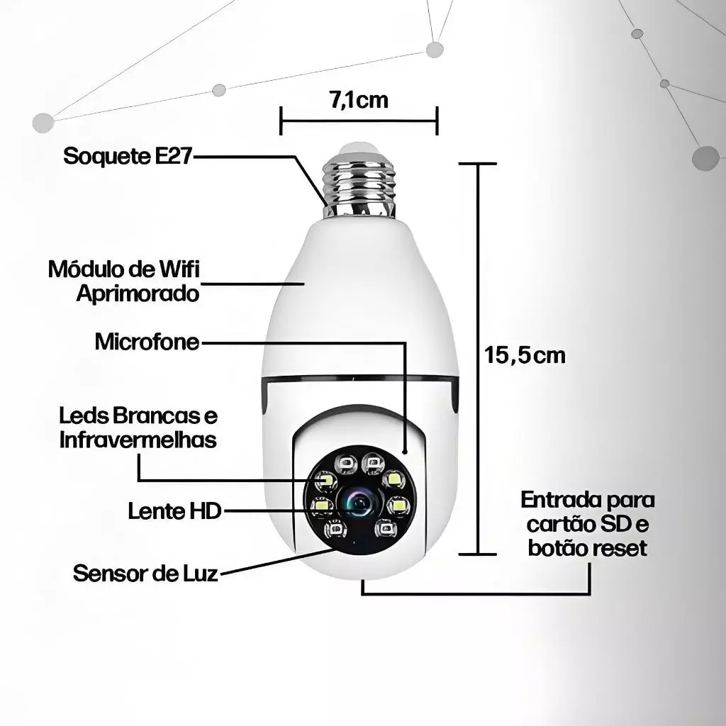 Kit 2 Câmera Segurança Prova D'água Infravermelho Lâmpada Externa 360 Sem Fio Wifi 2.4G G4 - Imagem 3