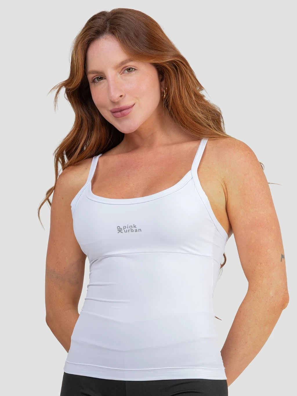 Regata Alça Fina Fitness Blusa Feminino Liso Poliamida Tank Top Slim Camiseta Academia Verão