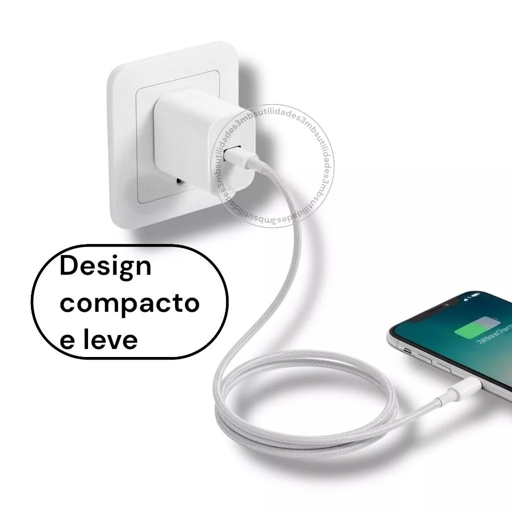 Kit Carregador Turbo De iPhone Fonte com Cabo Carregamento Rápido 35W - Imagem 3