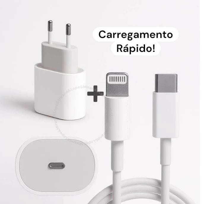 Kit Carregador Turbo De iPhone Fonte com Cabo Carregamento Rápido 35W