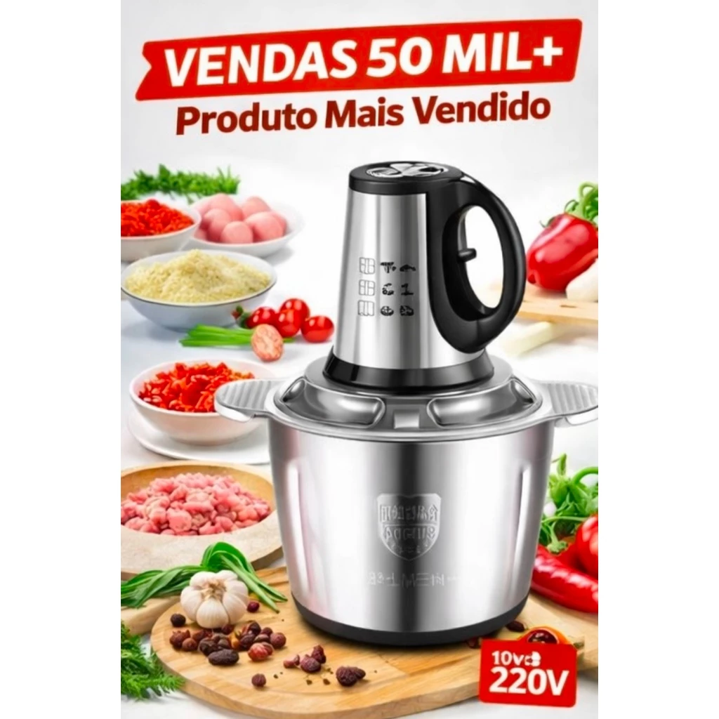 3L Picador De Alimentos Moedor De Carne Mixer Elétrica Processador Cozinha Casa Alho - 110v-220v - Imagem 4