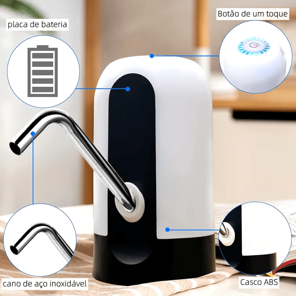 Bomba Elétrica Filtro 20L Para Galão De Água Bebedor Eletrico De Agua Com Carregamento Usb - Imagem 3