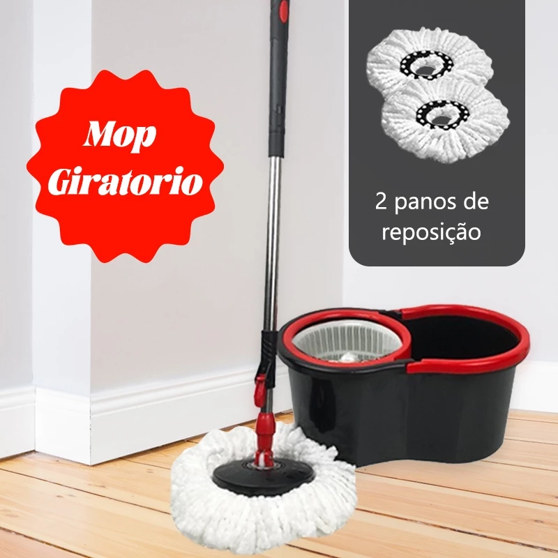 360 ° Balde De Esfregão Giratório Multiuso Ajustável-Com 2 Recargas-Centrífugo Rodas E Rodo De Alça 100 % original - Imagem 6