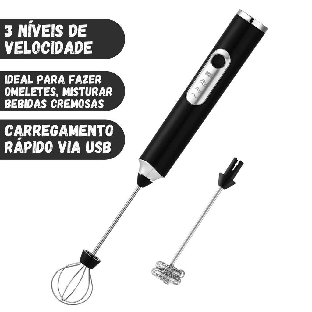 Batedor Misturador Mixer Elétrico para Bebidas Leite Café Clara de Ovo 2 em 1 - Imagem 5