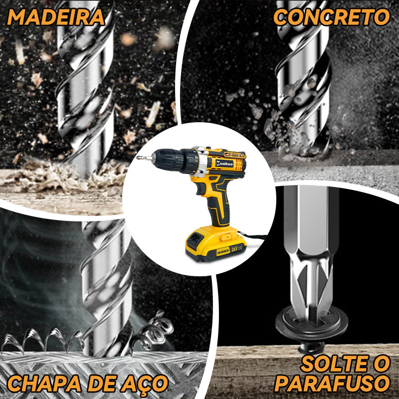 Parafusadeira Furadeira Sem Fio Com Completo Acessórios Caixa de Papelão Bivolt. - Imagem 3