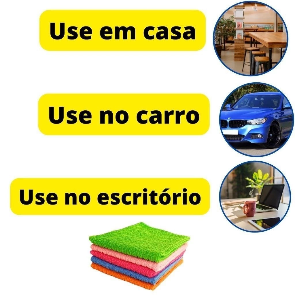 Kit 10 Panos De Limpeza Microfibra alta absorção Multiuso - Imagem 2