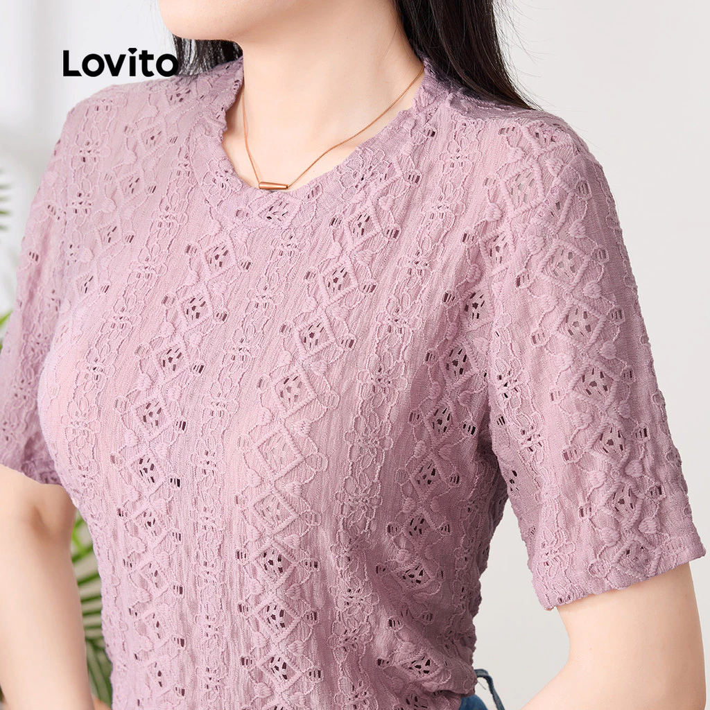 Lovito Blusa Casual Primavera/Verão Blusa Rosa para Mulheres LBL32121 - Imagem 2